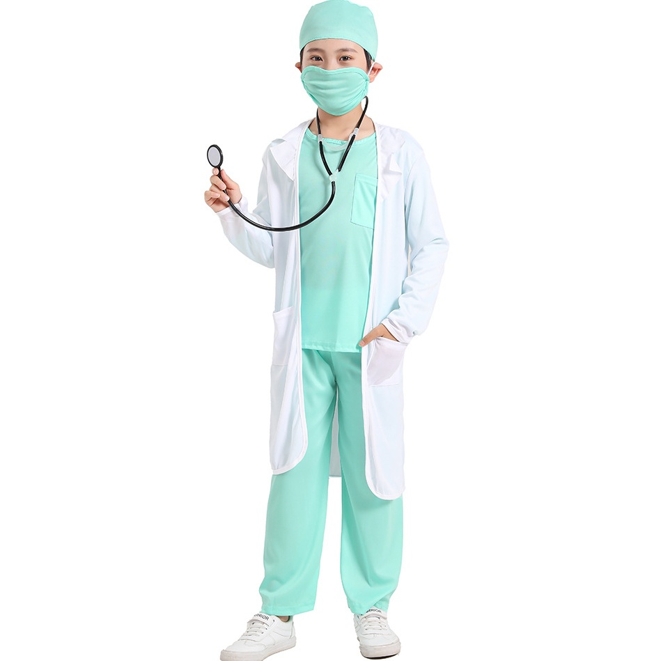 Hospital Doctor Kids Surgeon Dr Uniform Boys Career Halloween Cosplay Costume